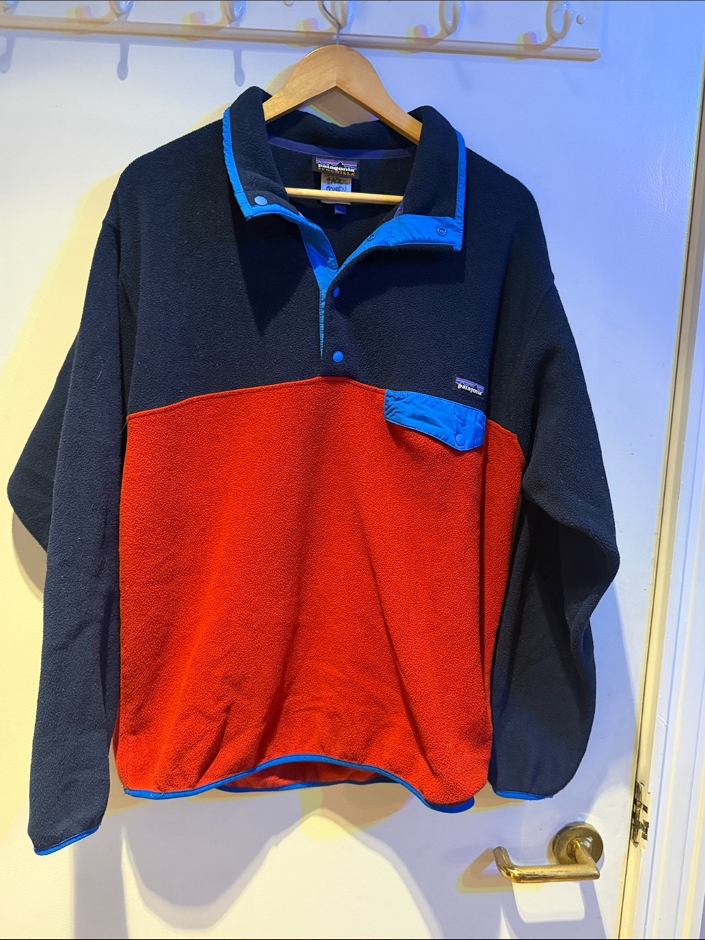 Patagonia Men's Fleece Pullover - Red, Navy & Blue Trim
